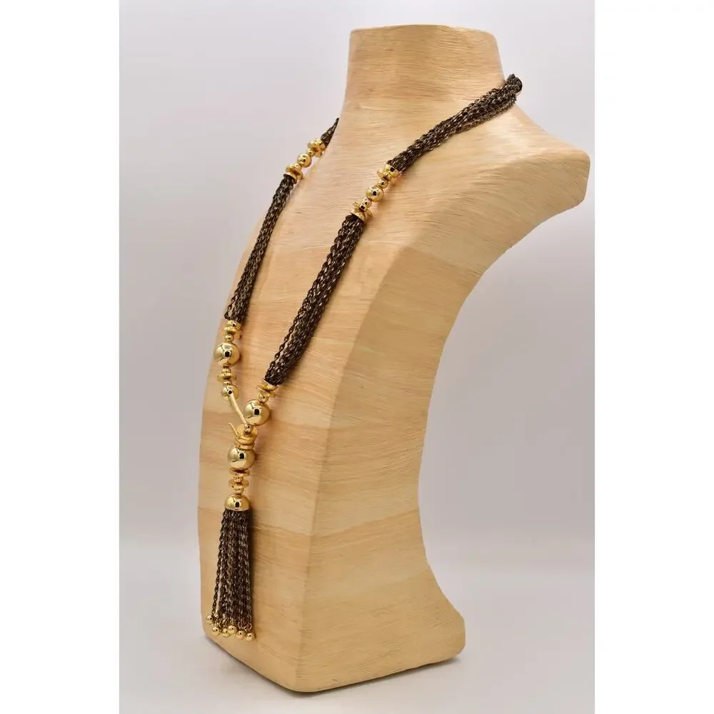 Stella & Dot Vintage Tassel Beaded Statement Necklace Antiqued Chunky Y2K BinBD